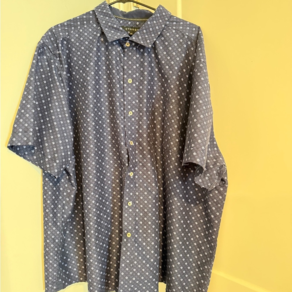 Synrgy Blue and White Casual Button Down Shirt